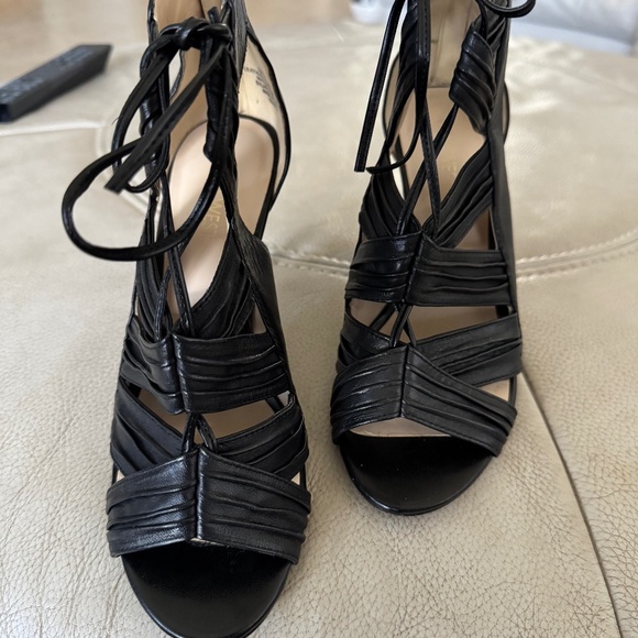 Nine West Sandals Heels black zipper back worn once - Picture 1 of 5